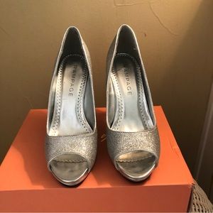 Rampage Silver Sparkle Heels NWOT
